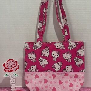 HAPPY VALENTINES LOVE THAT HELLO KITTY HANDMADE SMALL REUSABLE TOTE BAG